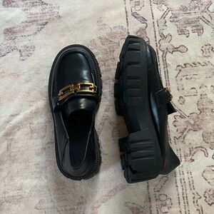 Black Loafers with Gold Accent